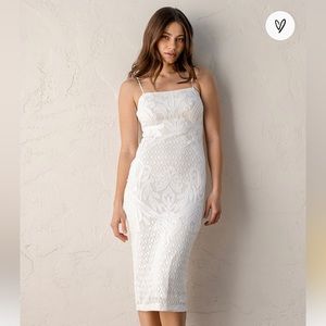 Lulu’s White Sequin Midi Dress